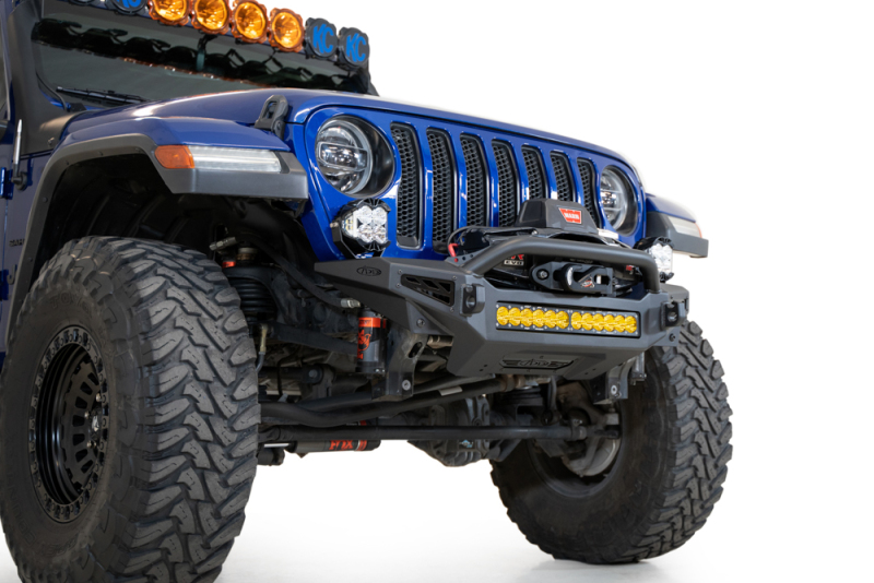 Jeep JL Front Bumper - Addictive Desert Designs - Rock Fighter - Hammer Black with Satin Black panels - `18-`27